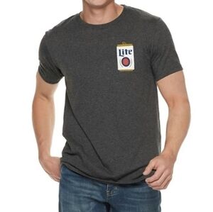 Miller Lite Beer Dark Gray Short Sleeve Tee Shirt Size Small NWOT